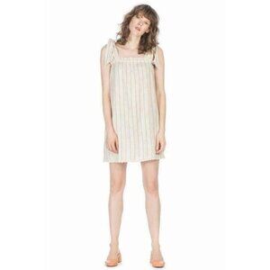Leo & Sage Voile Stripe Printed Tank Mini Dress Crochet XS